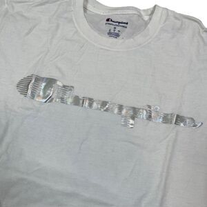 Champion‎ Men's T-shirt White with Silver Logo Size Medium